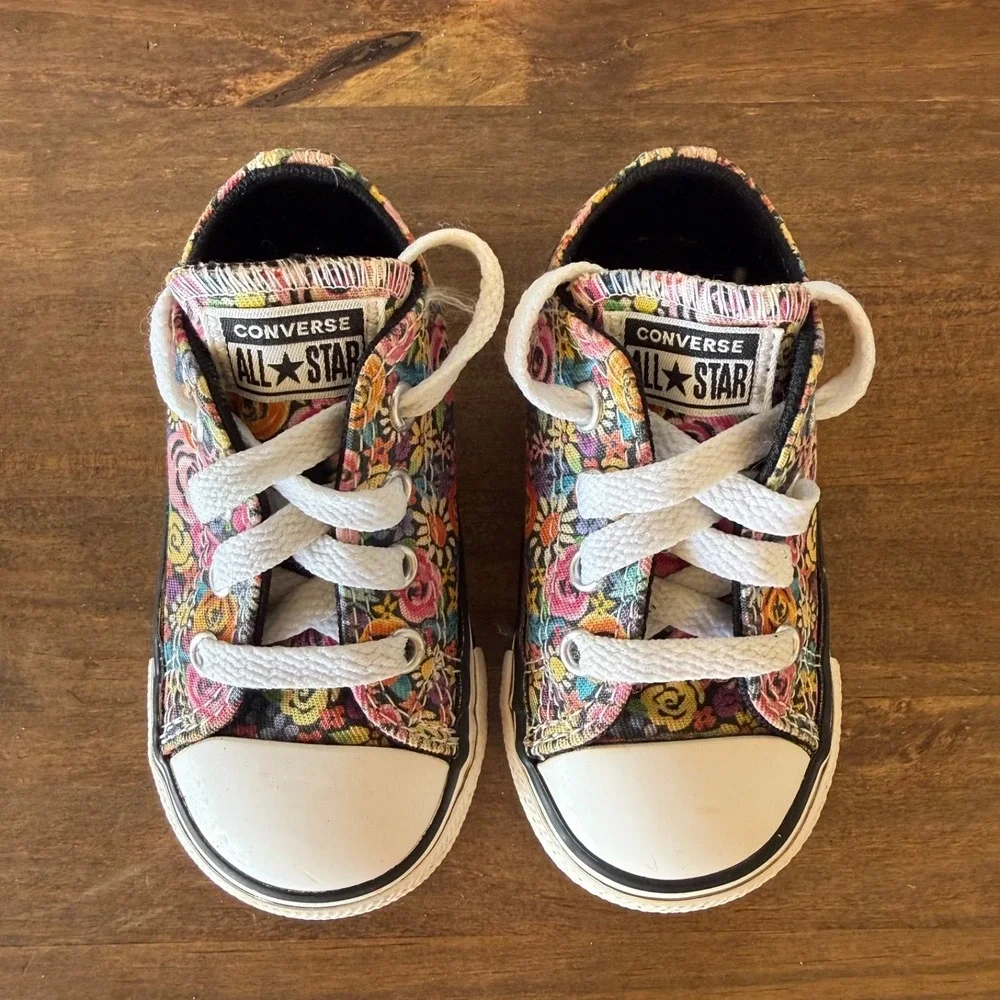Converse All Star Floral Low Top Sneakers Toddler Girls‎ Size 5 Multicolor